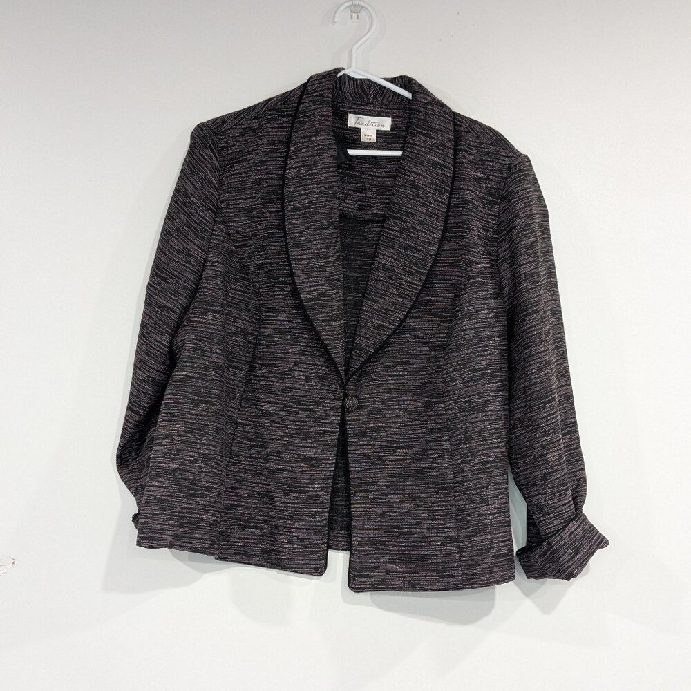 Tradition3/4 Sleeve Cuffed Blazer Pink Black Size 18W